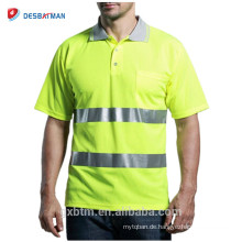 Gewohnheitsklasse-2 Arbeitskleidung-Kleidungs-Maschen-Visier-Sicherheitst-shirt Gelbes Kurzschluss-Hülsen-reflektierendes hohes Sichtbar-Polo-Hemd